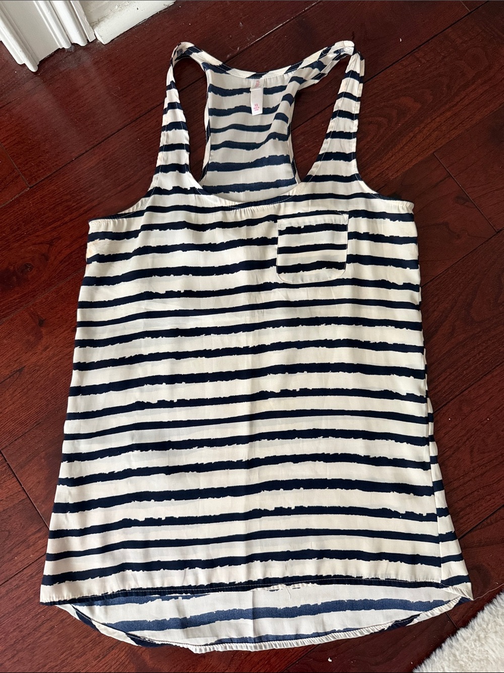 Striped Racerback Tank Top in Navy and White
